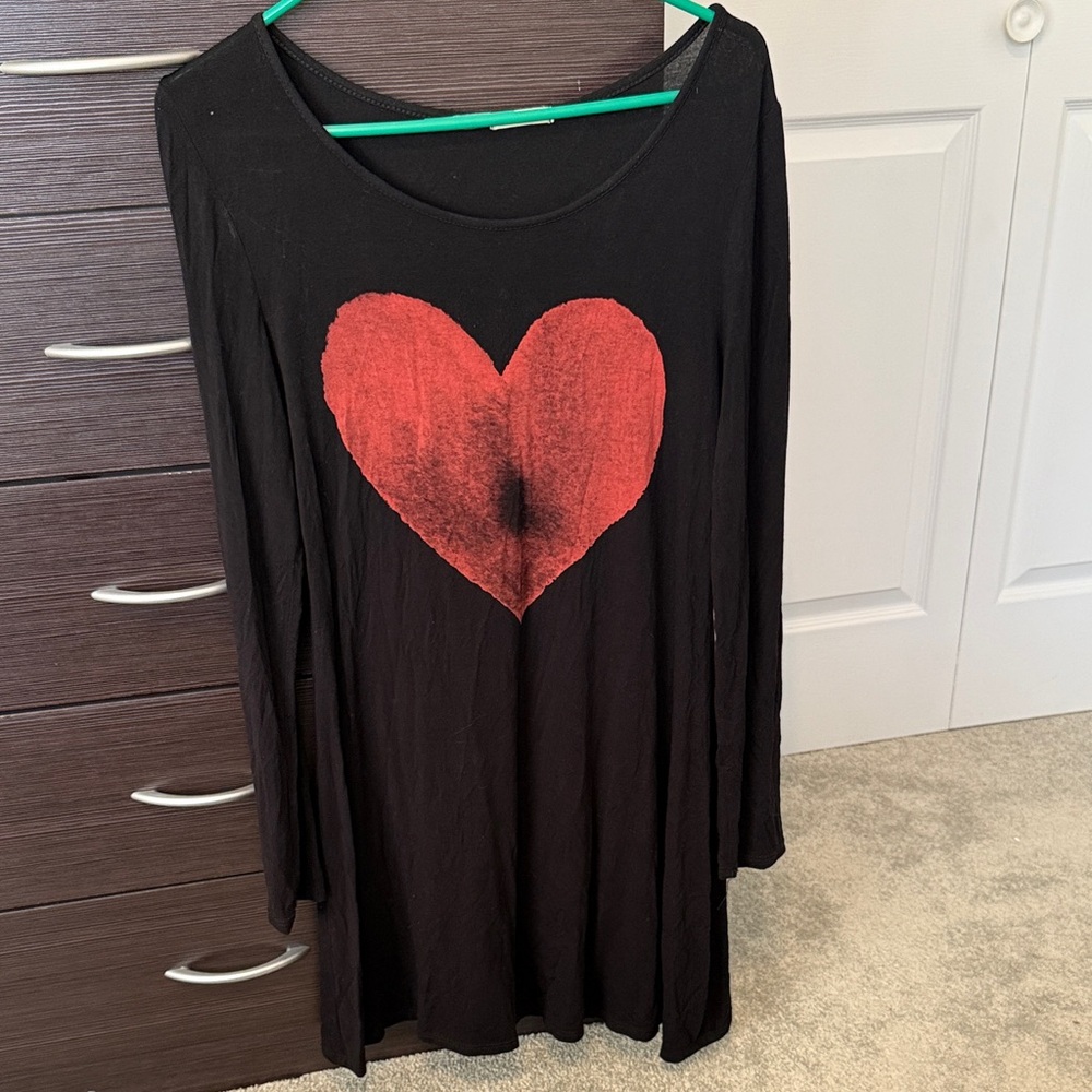 12 Pm By Mon Ami Black Dress with Red Heart